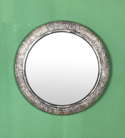 24 Inch Handmade Metalwork Wooden Decorative Wall Mirror