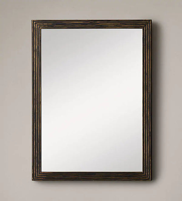 24 inch British Rectangular Golden Finish MDF Wood Wall Mirror