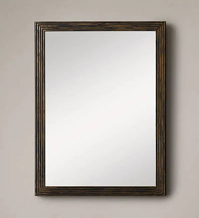 24 inch British Rectangular Golden Finish MDF Wood Wall Mirror