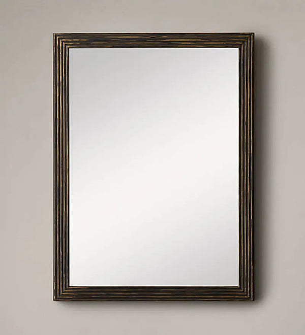 24 inch British Rectangular Golden Finish MDF Wood Wall Mirror