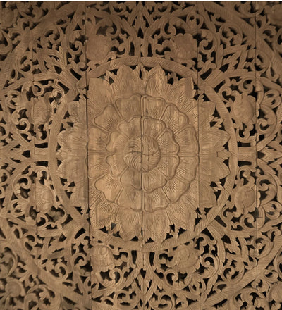 Mewar Majesty Large Grand Carved Wooden Wall Art or Ceiling Panel with Frame - D'DASS Store