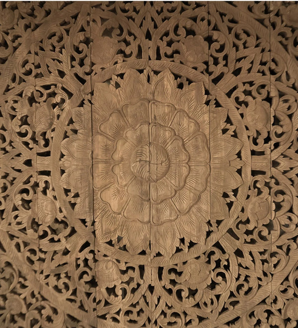 Mewar Majesty Large Grand Carved Wooden Wall Art or Ceiling Panel with Frame - D'DASS Store