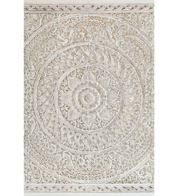 Ocean Mist  Coastal White King Size Bed Headboard with Frame - D'DASS Store