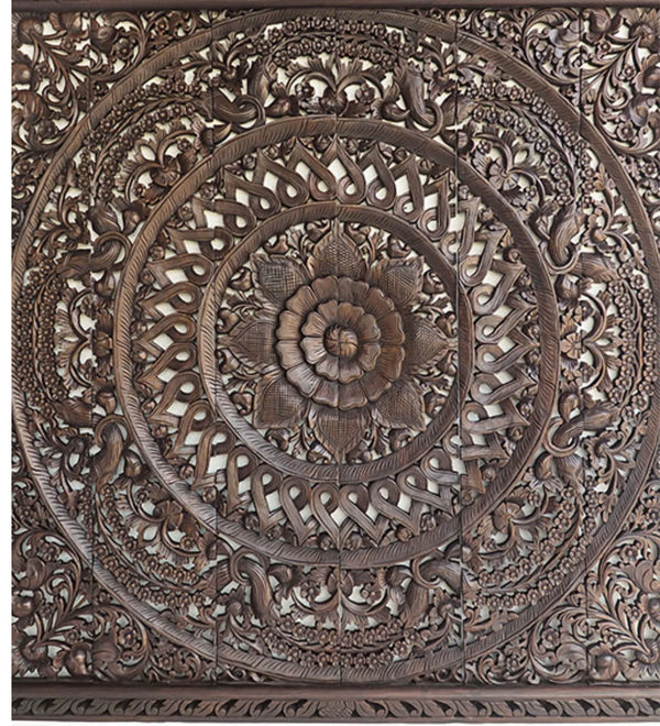 Rajsi Rivaayat Hand Carved Mandala Panels in Wood with Frame - D'DASS Store