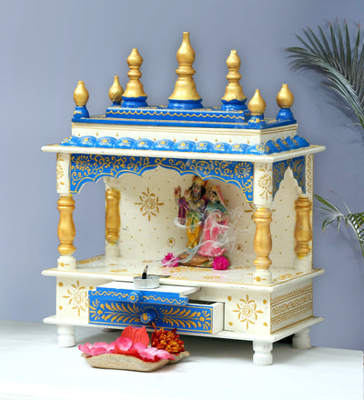 Sheesham Wood &amp; MDF Pooja Temple For Home &amp; Office | DDASSWT1518WB - D'DASS Store