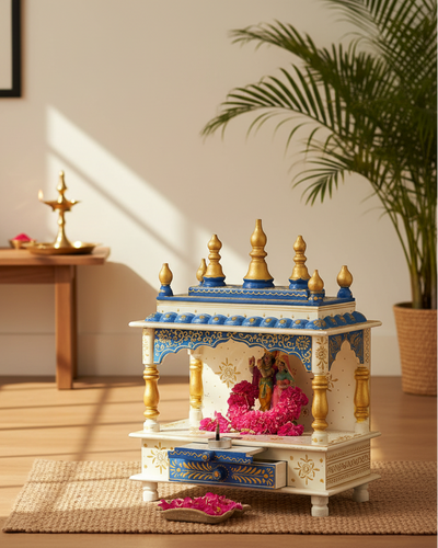 Sheesham Wood &amp; MDF Pooja Temple For Home &amp; Office | DDASSWT1518WB - D'DASS Store