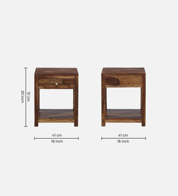 Elemental Teak Wood Bedside Table