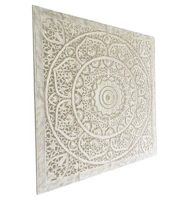 Mandala Majesty Carved Wood Headboard King with Frame - D'DASS Store