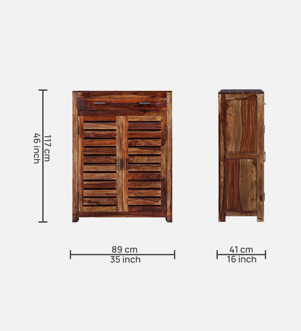 ShoeForm Luxe Sheesham Wood Shoe Cabinet In Scratch Resistant Provincial Teak Finish - D'DASS Store