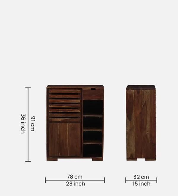 OakLine Bench Sheesham Wood Shoe Cabinet in Scratch Resistant Provincial Teak Finish - D'DASS Store