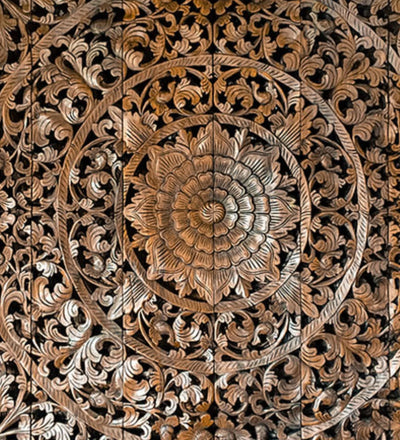 Marwar Cane Majesty Handcrafted Bed Headboard Wooden Panel with Frame - D'DASS Store