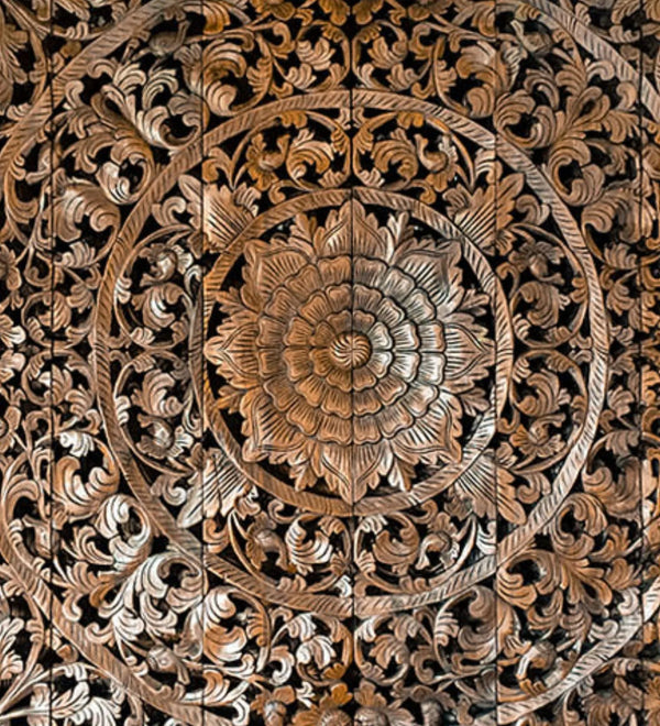 Marwar Cane Majesty Handcrafted Bed Headboard Wooden Panel with Frame - D'DASS Store