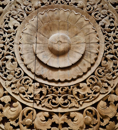 Rajputana Carvings Large Hand Carved Wooden Wall Panel with Frame - D'DASS Store