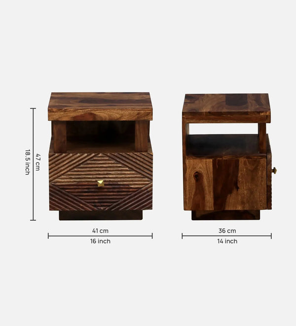 ModWood Collective Wood Bedside Table With Drawers