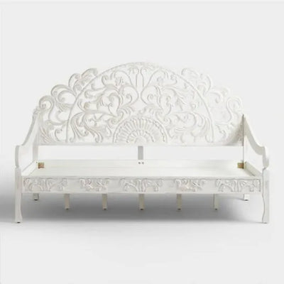 White Crown Solid wood Handcarved Sofa for Living Room - D'DASS Store