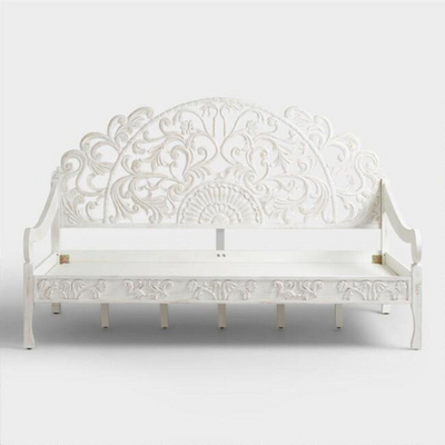 White Crown Solid wood Handcarved Sofa for Living Room - D'DASS Store