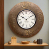 12" Ethnic Brass Wooden Wall Clock for Home