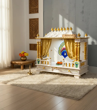 Solid Sheesham MDF Wooden Pooja Mandap with Gopuram | DDASSWT3211MORE - D'DASS Store