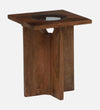 Rustic Horizon Wood Side Table In Rustic Teak Finish With Glass Top - D'DASS Store