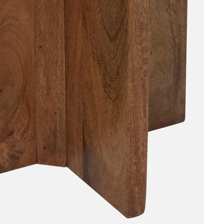 Rustic Horizon Wood Side Table In Rustic Teak Finish With Glass Top - D'DASS Store