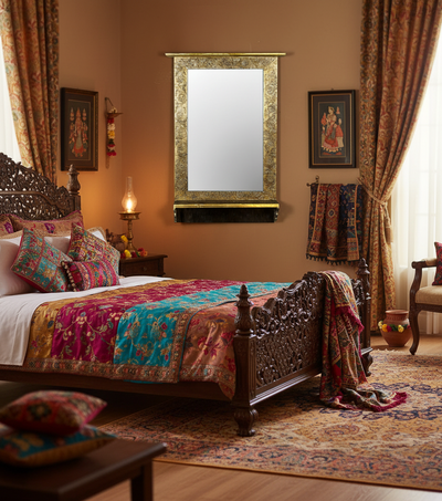 36 Inch Handmade Metalwork Wooden Decorative Wall Mirror