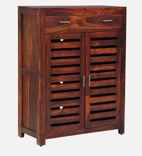 Doorstep Charm Collection Sheesham Wood Shoe Cabinet In Scratch Resistant Honey Oak Finish - D'DASS Store