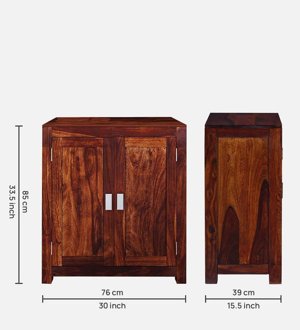 Royal StepSeat Sheesham Wood Shoe Cabinet in Scratch Resistant Honey Oak Finish - D'DASS Store