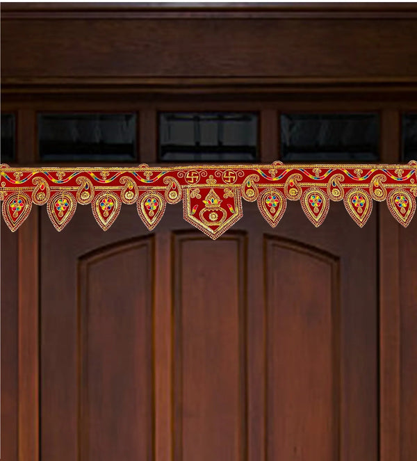 38" Handmade Bandarwal Torans for Entrance Door | Temple Decoration Items | Mandir Bandhanwar for Home|puja Room Decoration Items for Home | Diwali Decoration Item Door Hanging Toranam for Pooja Room