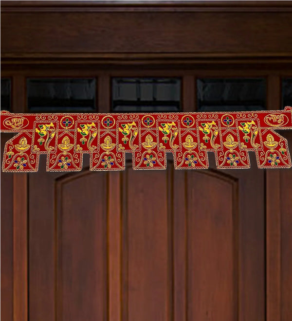 38" Handmade Bandarwal Torans for Entrance Door | Temple Decoration Items | Mandir Bandhanwar for Home|puja Room Decoration Items for Home | Diwali Decoration Item Door Hanging Toranam for Pooja Room