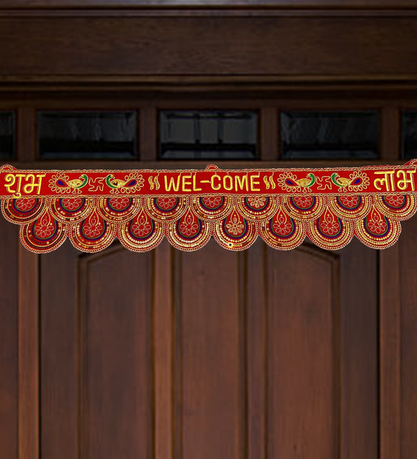38" Handmade Bandarwal Torans for Entrance Door | Temple Decoration Items | Mandir Bandhanwar for Home|puja Room Decoration Items for Home | Diwali Decoration Item Door Hanging Toranam for Pooja Room