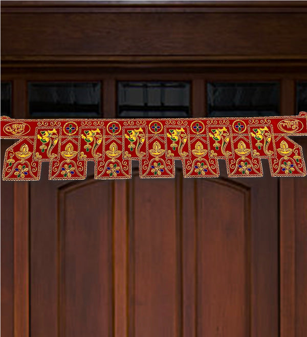 38" Handmade Bandarwal Torans for Entrance Door | Temple Decoration Items | Mandir Bandhanwar for Home|puja Room Decoration Items for Home | Diwali Decoration Item Door Hanging Toranam for Pooja Room