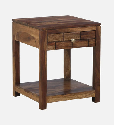 Elemental Teak Wood Bedside Table In Provincial Teak Finish - D'DASS Store