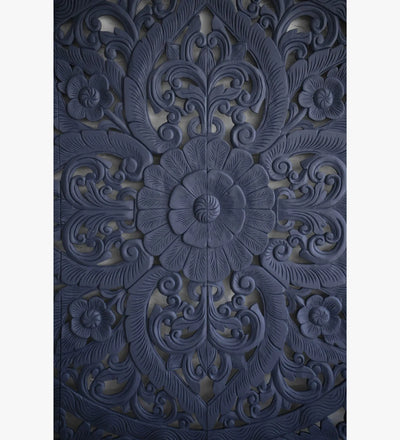 Bluewood Elegance King Size Headboard, Carved Teak with Frame - D'DASS Store