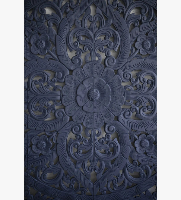 Bluewood Elegance King Size Headboard, Carved Teak with Frame - D'DASS Store