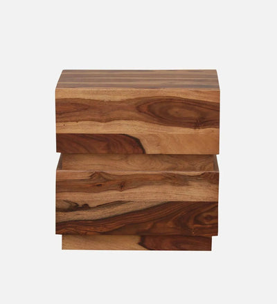 Grainline Wood Bedside Table in Scratch Resistant Rustic Teak Finish With Drawers - D'DASS Store