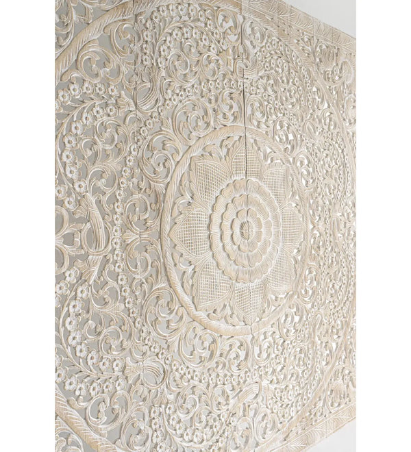 Sacred Mandala Teak Carved Headboard with Frame - D'DASS Store