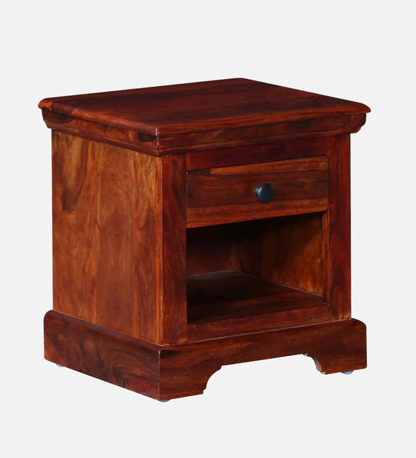 Sienna Nest Wood Bedside Table In Honey Finish With Drawer - D'DASS Store
