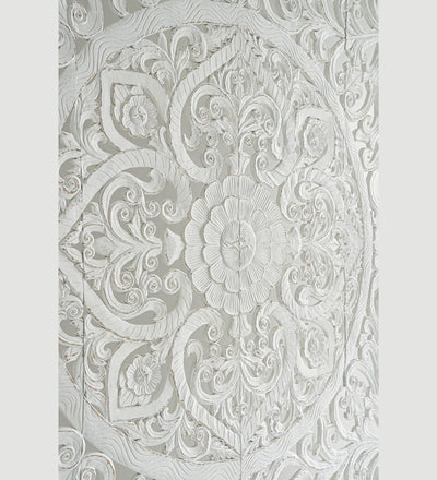 White Lotus Mandala King Wall Art Panel with Frame