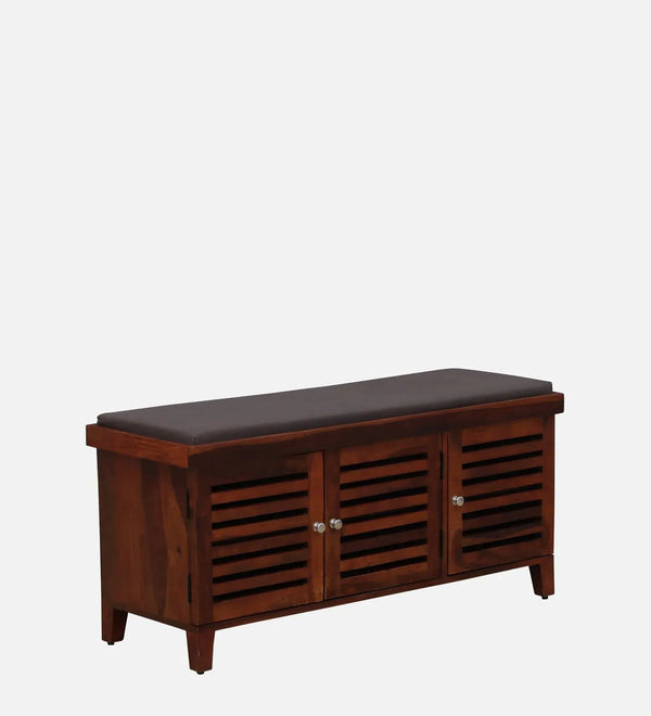 HoneyNest Collection Sheesham Wood Shoe Rack With Seating in Scratch Resistant Honey Oak Finish - D'DASS Store