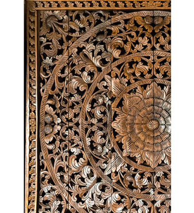 Marwar Cane Majesty Handcrafted Bed Headboard Wooden Panel with Frame - D'DASS Store