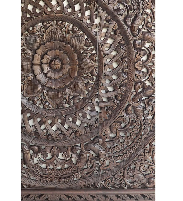Rajsi Rivaayat Hand Carved Mandala Panels in Wood with Frame - D'DASS Store
