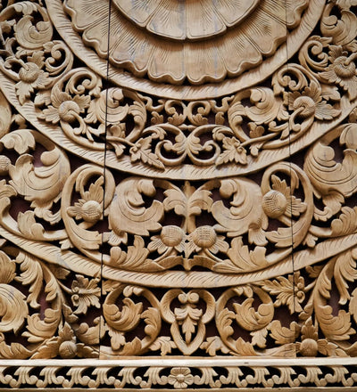 Rajputana Carvings Large Hand Carved Wooden Wall Panel with Frame - D'DASS Store