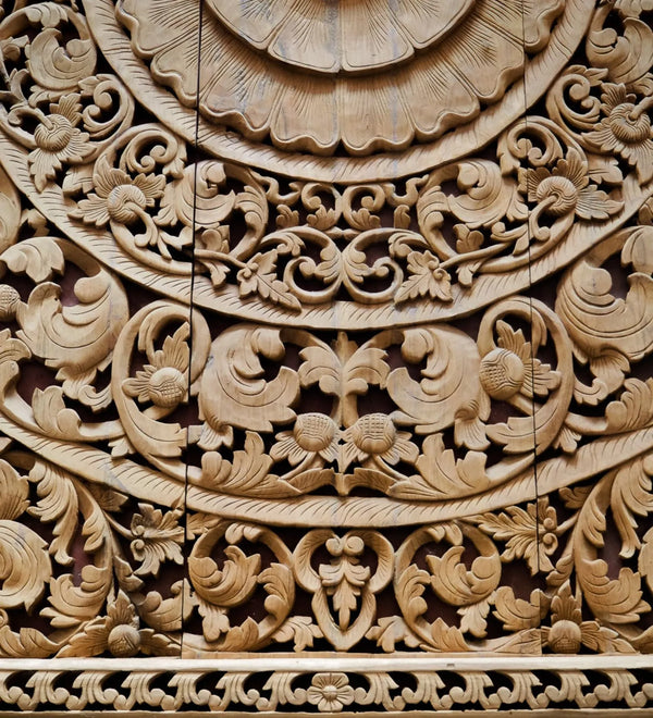 Rajputana Carvings Large Hand Carved Wooden Wall Panel with Frame - D'DASS Store