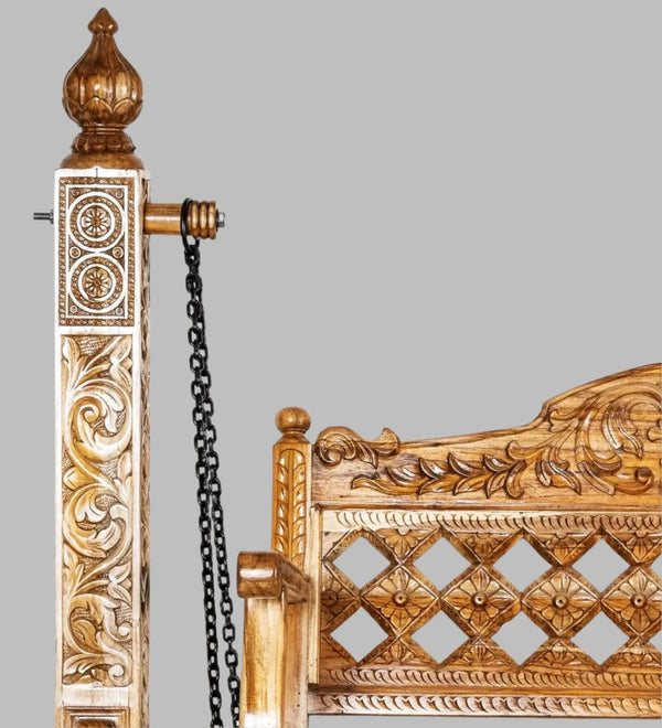 Dunes Solid wood Handcarved Swing Sofa for Living Room | House Swings for Living Room - D'DASS Store