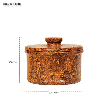 Jaisalmer Fossil Habur Stone Handi with lid