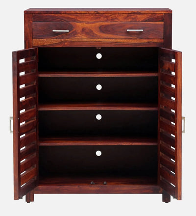 Doorstep Charm Collection Sheesham Wood Shoe Cabinet In Scratch Resistant Honey Oak Finish - D'DASS Store