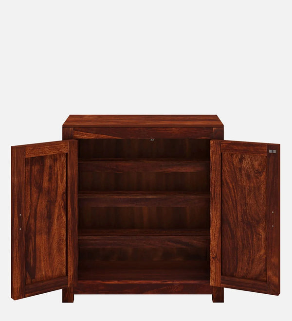 Royal StepSeat Sheesham Wood Shoe Cabinet in Scratch Resistant Honey Oak Finish - D'DASS Store