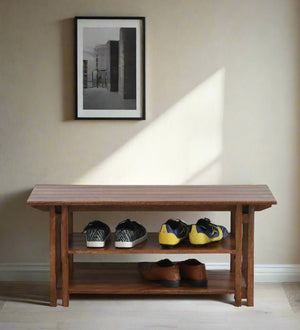 UrbanTuck Series Shoe Bench In Scratch Resistant Rustic Teak Finish