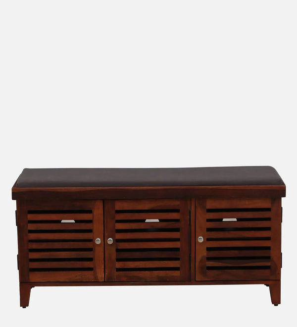 HoneyNest Collection Sheesham Wood Shoe Rack With Seating in Scratch Resistant Honey Oak Finish - D'DASS Store