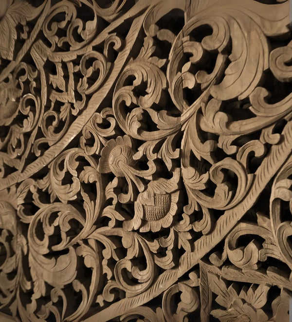 Mewar Majesty Large Grand Carved Wooden Wall Art or Ceiling Panel with Frame - D'DASS Store